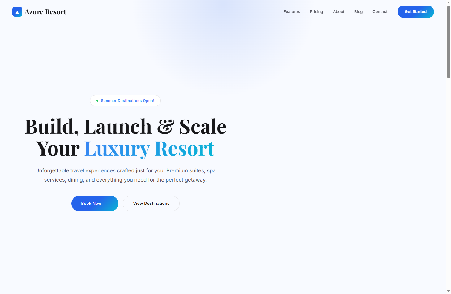 Azure Resort — Luxury Resort Template
